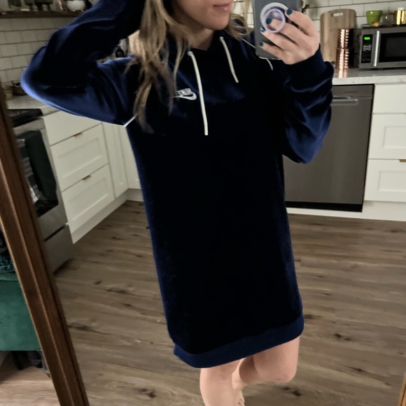 Nike | Dresses | Nike Velour Hooded Dress Hoodie Tunic S | Poshmark